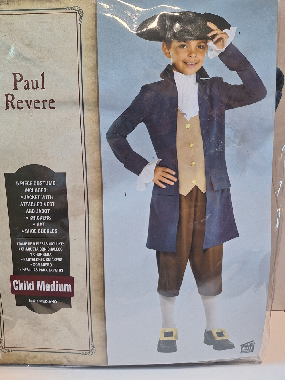 Paul Revere Kids Costume - Navy Blue & Brown